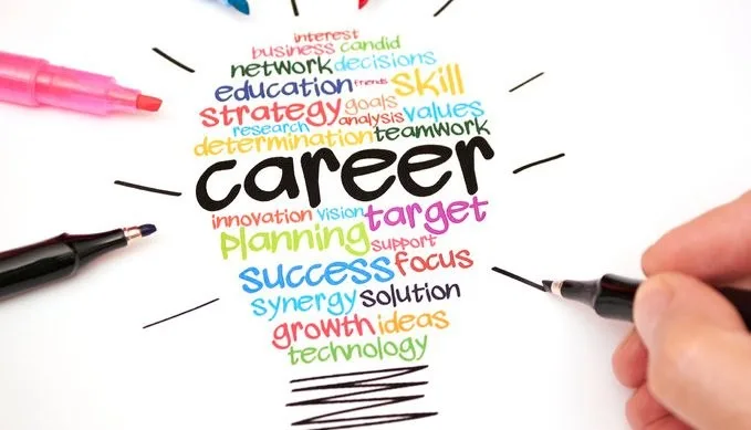 Illustration representing careers and professional growth, featuring visuals like business professionals, briefcases, and upward arrows, symbolizing job opportunities, teamwork, and advancement Illustration representing careers and professional growth, featuring visuals like business professionals, briefcases, and upward arrows, symbolizing job opportunities, teamwork, and advancement